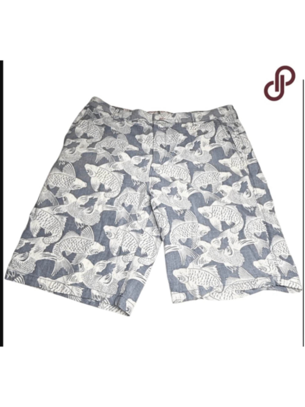 Reyn Spooner Koi Fish Shorts Men's XL Blue White Hawaiian Aloha Casual - Picture 4 of 6
